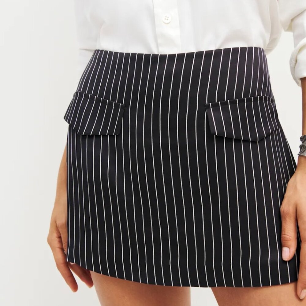 Reformation Imogen Satin Skort Broadway Stripe - Size 4